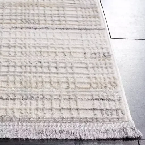 Gray and Ivory Whisper Striated Runner, 2x8