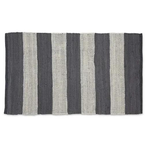 Gray and White Stripe Cotton Accent Rug, 2x3