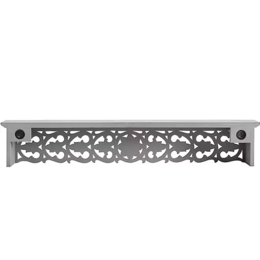 Gray Carved Floral Decorative Wall Shelf