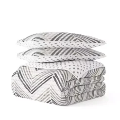 Gray Chevron Reversible 3-pc. Queen Quilt Set