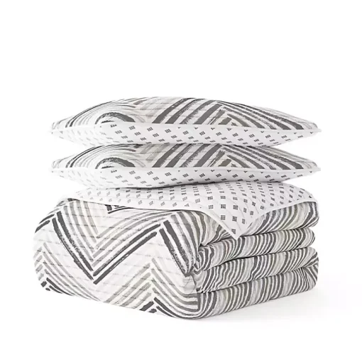 Gray Chevron Reversible 3-pc. Queen Quilt Set