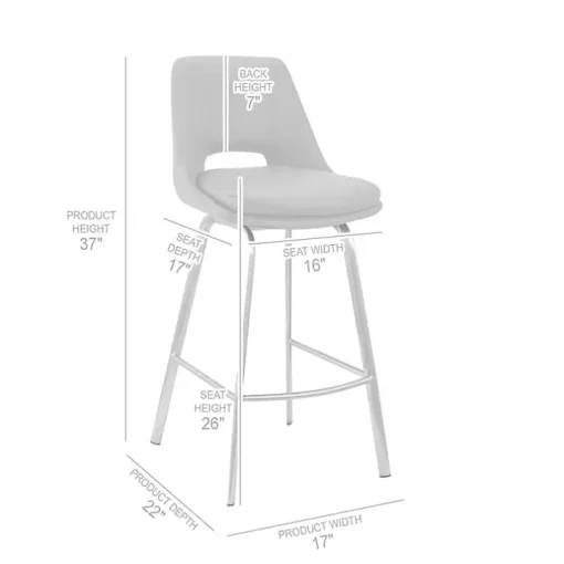 Gray Faux Leather Carise Swivel Counter Stool