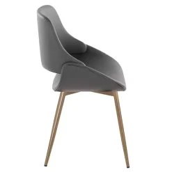 Gray Faux Leather Scooped Accent Chairs, Set of 2
