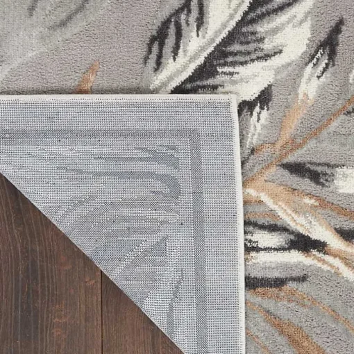 Gray Grand Leaf Coastal Area Rug, 7x9