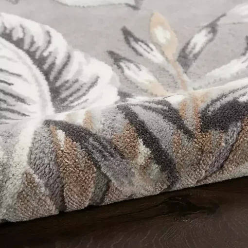 Gray Grand Leaf Coastal Area Rug, 7x9