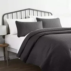 Gray Herring Quilted 3-pc. Twin Coverlet Set
