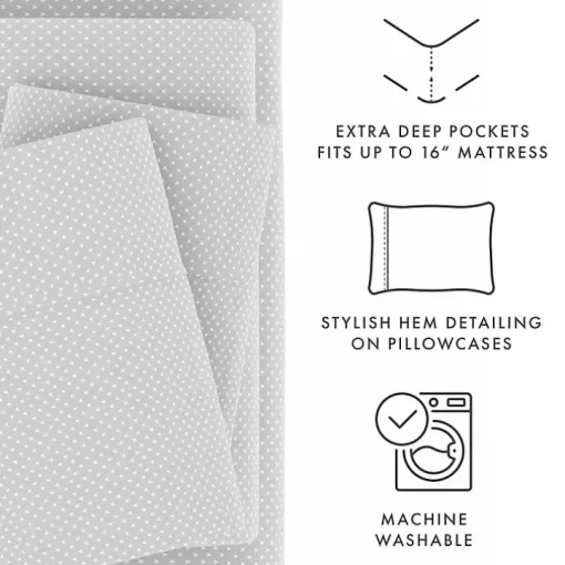 Gray Tiny Hearts 3-pc. Twin Sheet Set