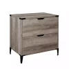 Gray Wood and Iron Accent Filing Cabinet