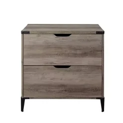Gray Wood and Iron Accent Filing Cabinet