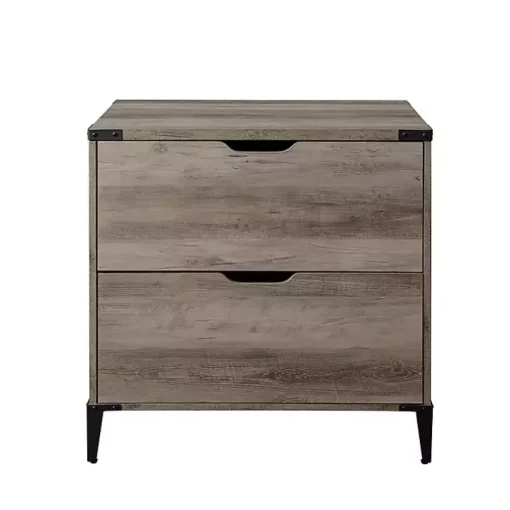 Gray Wood and Iron Accent Filing Cabinet