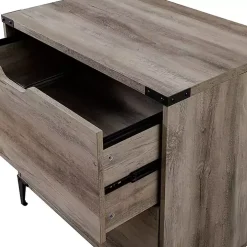 Gray Wood and Iron Accent Filing Cabinet