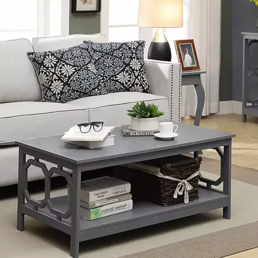 Gray Wood Geometric Sides Coffee Table