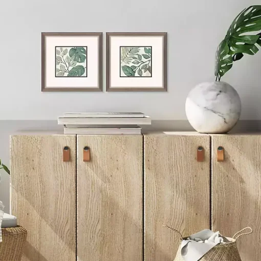 Green Summer Leaves Framed Art Prints, Set of 2