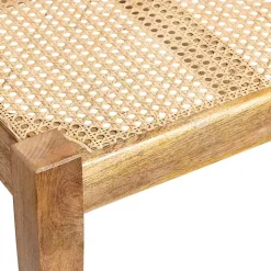Handwoven Rattan Cane and Mango Wood Bench