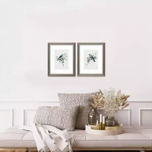 Happy Bluebirds Framed Art Prints, Set of 2