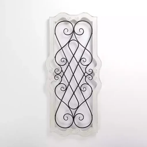 Isabel White Wood and Metal Wall Plaque