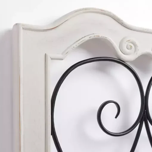 Isabel White Wood and Metal Wall Plaque