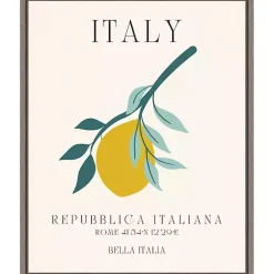 Italy Lemon Poster Framed Canvas Art Print