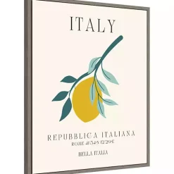 Italy Lemon Poster Framed Canvas Art Print