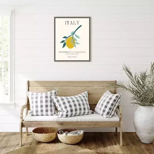 Italy Lemon Poster Framed Canvas Art Print