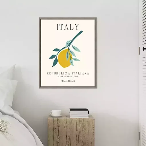 Italy Lemon Poster Framed Canvas Art Print