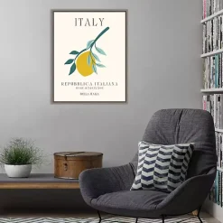 Italy Lemon Poster Framed Canvas Art Print