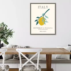 Italy Lemon Poster Framed Canvas Art Print