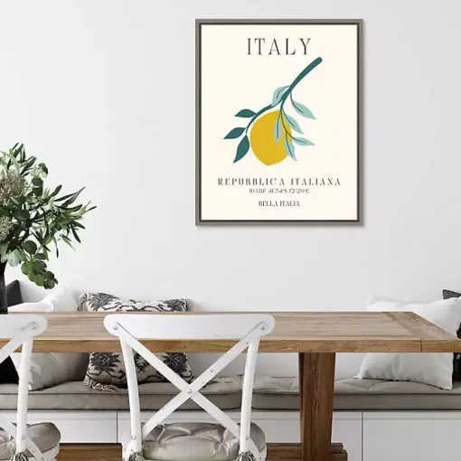 Italy Lemon Poster Framed Canvas Art Print