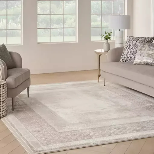 Ivory and Gold Modern Glam Area Rug, 7x9