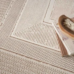 Ivory and Gold Modern Glam Area Rug, 7x9