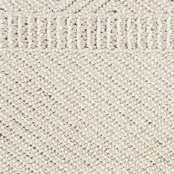 Ivory Chevron Diamond Tasseled Area Rug, 7x10