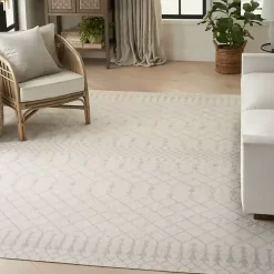Ivory Moroccan Washable Area Rug, 9x12