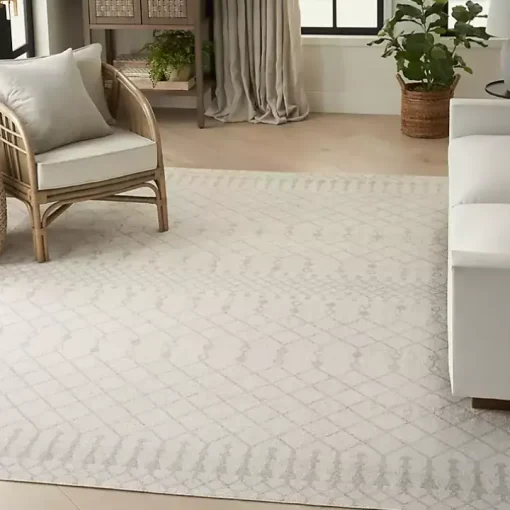 Ivory Moroccan Washable Area Rug, 9x12