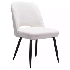 Ivory Teddy Upholstered Dining Chairs, Set of 2