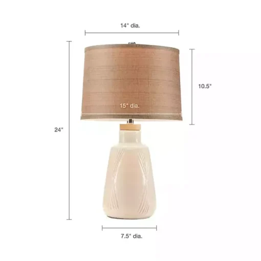 Ivory Textured Ceramic Boho Table Lamp