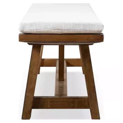 Ivory Upholstered Rustic Wood Katie Dining Bench