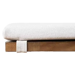 Ivory Upholstered Rustic Wood Katie Dining Bench