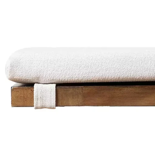 Ivory Upholstered Rustic Wood Katie Dining Bench