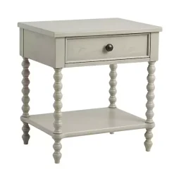 Ivory Wood Turned Legs Nightstand