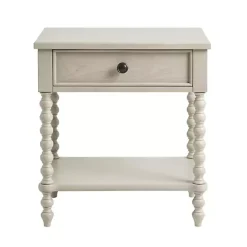 Ivory Wood Turned Legs Nightstand