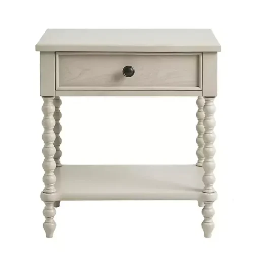 Ivory Wood Turned Legs Nightstand