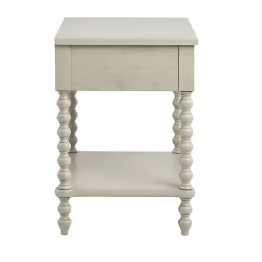 Ivory Wood Turned Legs Nightstand