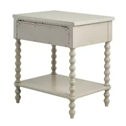 Ivory Wood Turned Legs Nightstand