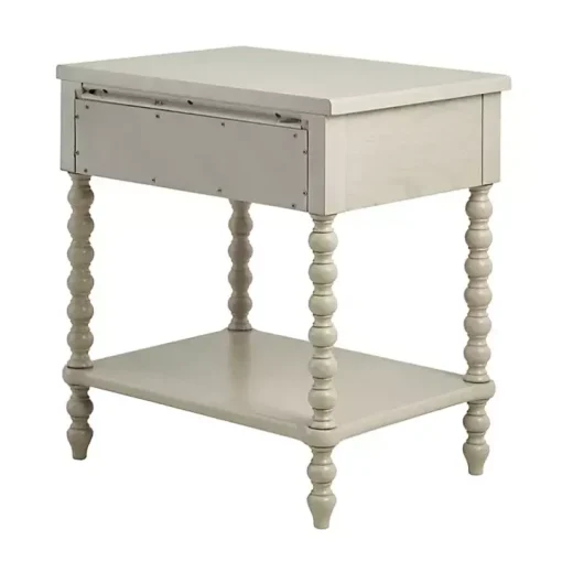 Ivory Wood Turned Legs Nightstand