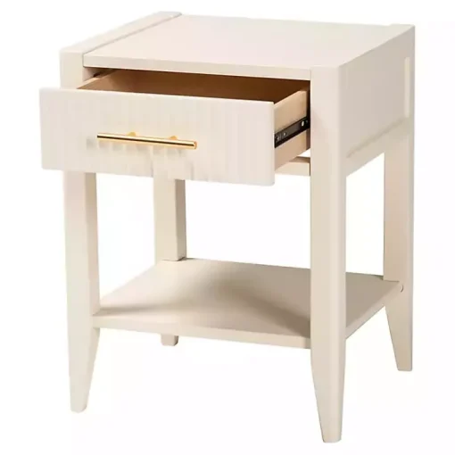 James Mid-Century Ivory 1-Drawer Nightstand
