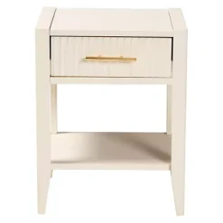 James Mid-Century Ivory 1-Drawer Nightstand