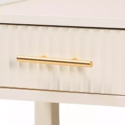 James Mid-Century Ivory 1-Drawer Nightstand