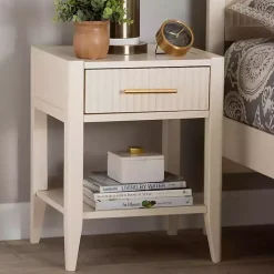 James Mid-Century Ivory 1-Drawer Nightstand