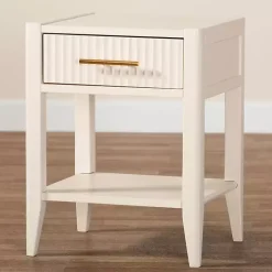 James Mid-Century Ivory 1-Drawer Nightstand