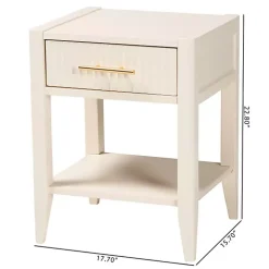 James Mid-Century Ivory 1-Drawer Nightstand